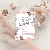 Blush Watercolour Florals Birthday 招待状