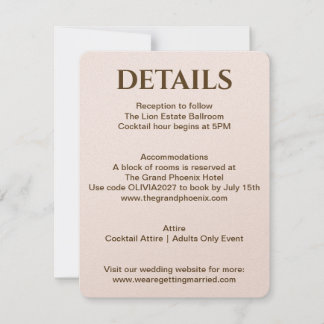 Blush Wedding Details Card | Soft Glam by JLI 招待状