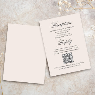 Blush Wedding Script RSVP Reception  エンクロージャーカード