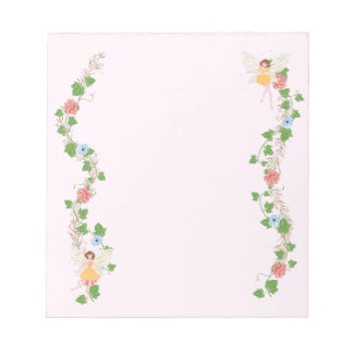 Blush Whimsical Fairy Flower Vines ノートパッド