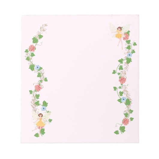 Blush Whimsical Fairy Flower Vines ノートパッド (正面)