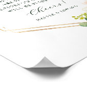 Blush White Bloom Gold Hexagon Frame Open Bar  ポスター (角)