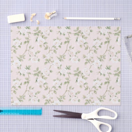 Blush White Floral Bridal Shower 薄葉紙 (クラフト)