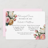 Blush White Gold Floral Rehearsal Dinner 招待状 (正面/裏面)