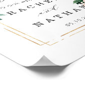 Blush White Gold Frame Floral Wedding Welcome Sign ポスター (角)