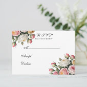 Blush, White Rose Floral Wedding RSVP Card サンキューカード (スタンド正面)