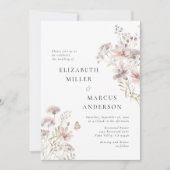 Blush Wildflower Boho Garden Floral Wedding 招待状 (正面)