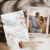 Blush Wildflower Boho Garden Floral Wedding 招待状