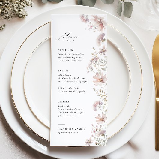 Blush Wildflower Boho Wedding Menu メニュー