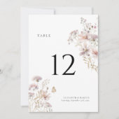 Blush Wildflower Boho Wedding Table Number (正面)