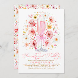 Blush Wildflower Brunch and Bubbly Bridal Shower 招待状