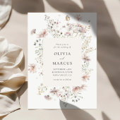 Blush Wildflower Elegant Serif Wedding Invitation 招待状