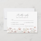 Blush Wildflower Floral Border Wedding RSVP Card (正面)