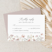 Blush Wildflower Floral Border Wedding RSVP Card