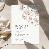 Blush Wildflower Minimal Boho Wedding Invitation 招待状