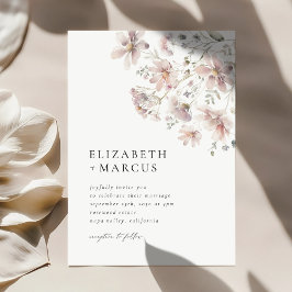 Blush Wildflower Minimal Boho Wedding Invitation 招待状