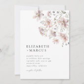 Blush Wildflower Minimal Boho Wedding Invitation 招待状 (正面)