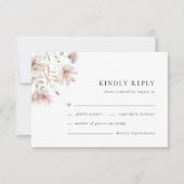 Blush Wildflower Minimal Boho Wedding RSVP Card (正面)