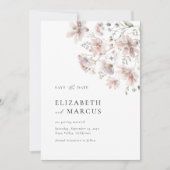 Blush Wildflower Minimal Wedding Save the Date セーブザデート (正面)