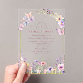 Blush Wildflowers and Butterflies Bridal Shower アクリル招待状 (インサイチュ (ポータブル))