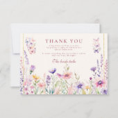 Blush Wildflowers and Butterflies Bridal Shower サンキューカード (正面)