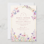 Blush Wildflowers and Butterflies Bridal Shower 招待状 (正面)