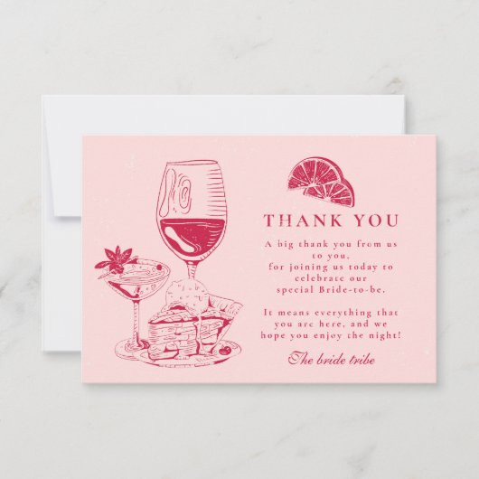 Blush Wine Citrus Bridal Shower サンキューカード (正面)