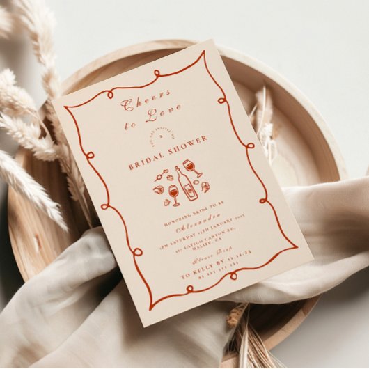 Blush Wine Citrus Bridal Shower 招待状