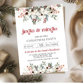 Blush Winter Floral Jingle & Mingle Christmas Part シーズンカード