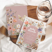 Blush Woodland Animals Floral Girl Baby Shower 招待状