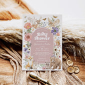 Blush Woodland Animals Floral Girl Baby Shower 招待状