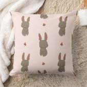 Blush Woodland Bunny & Mushroom Throw Pillow クッション (ブランケット)