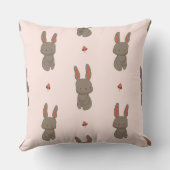 Blush Woodland Bunny & Mushroom Throw Pillow クッション (裏面)