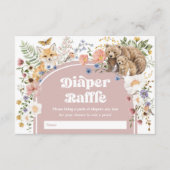 Blush Woodland Wildflowers Diaper Raffle Baby エンクロージャーカード (正面)