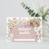 Blush Woodland Wildflowers Diaper Raffle Baby エンクロージャーカード (スタンド正面)