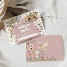 Blush Woodland Wildflowers Diaper Raffle Baby エンクロージャーカード