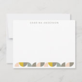 Blush Yellow and Gray Geometric Personalized Flat ノートカード (正面)