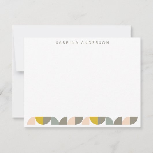 Blush Yellow and Gray Geometric Personalized Flat ノートカード (正面)