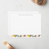 Blush Yellow and Gray Geometric Personalized Flat ノートカード (正面/裏面インサイチュ)
