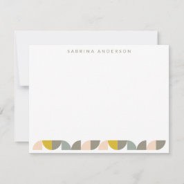 Blush Yellow and Gray Geometric Personalized Flat ノートカード