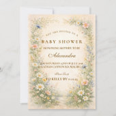 Blush Yellow Wildflower Baby Shower 招待状 (正面)