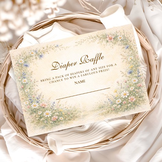 Blush Yellow Wildflower Diapper Raffle エンクロージャーカード