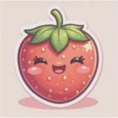 Blushing Berry – Kawaii Strawberry with Cute Face シール (正面)