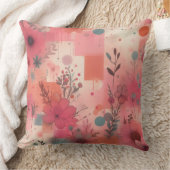 Blushing Bloom Collage Throw Pillow クッション (ブランケット)