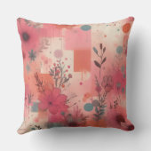 Blushing Bloom Collage Throw Pillow クッション (裏面)