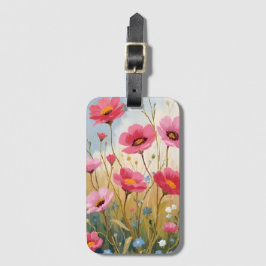 Blushing Blooms | ピンクの花畑のフラワー ラゲッジタグ