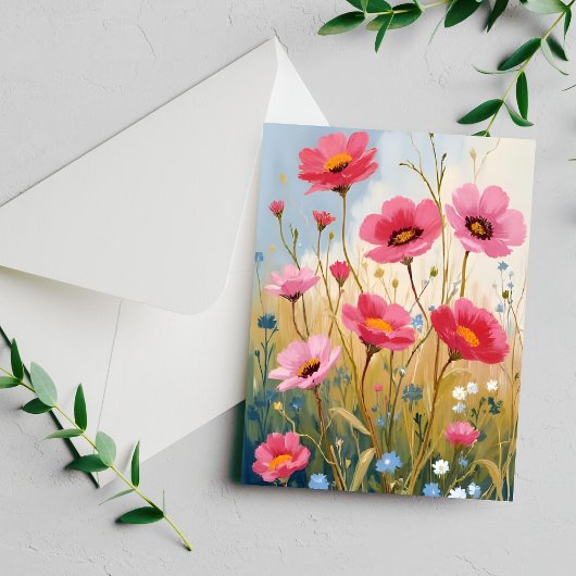 Blushing Blooms | 桃色の花畑のフラワーカード