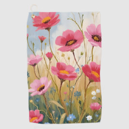 Blushing Blooms | Pink Flower Meadow Floral ゴルフタオル