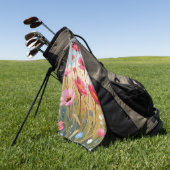 Blushing Blooms | Pink Flower Meadow Floral ゴルフタオル (グリーン)