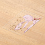 Blushing Bow She's Tying The Knot Bridal Shower アクリル招待状 (レイダウン)